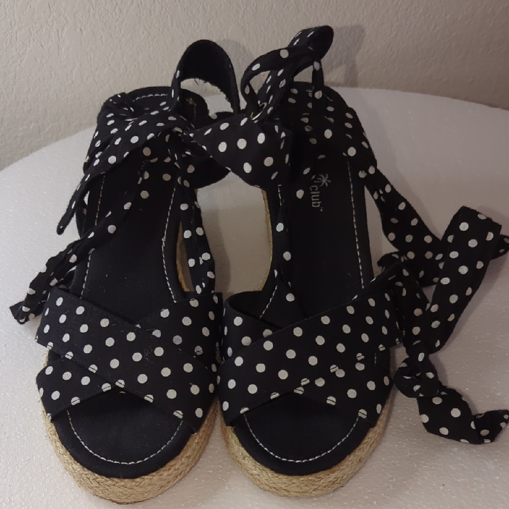 Montego Bay Club Black Polka Dot Espadrilles
